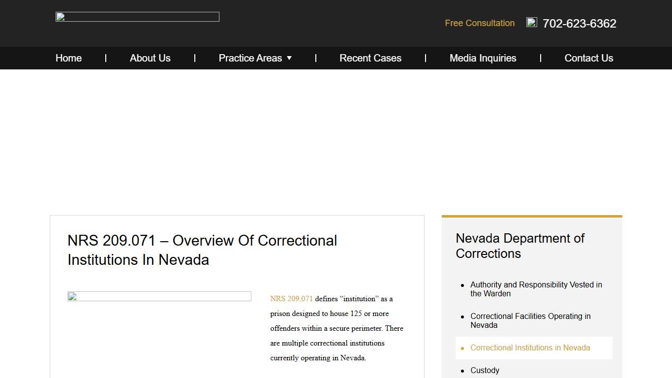NRS 209.071 - Overview of Correctional Institutions in Nevada
