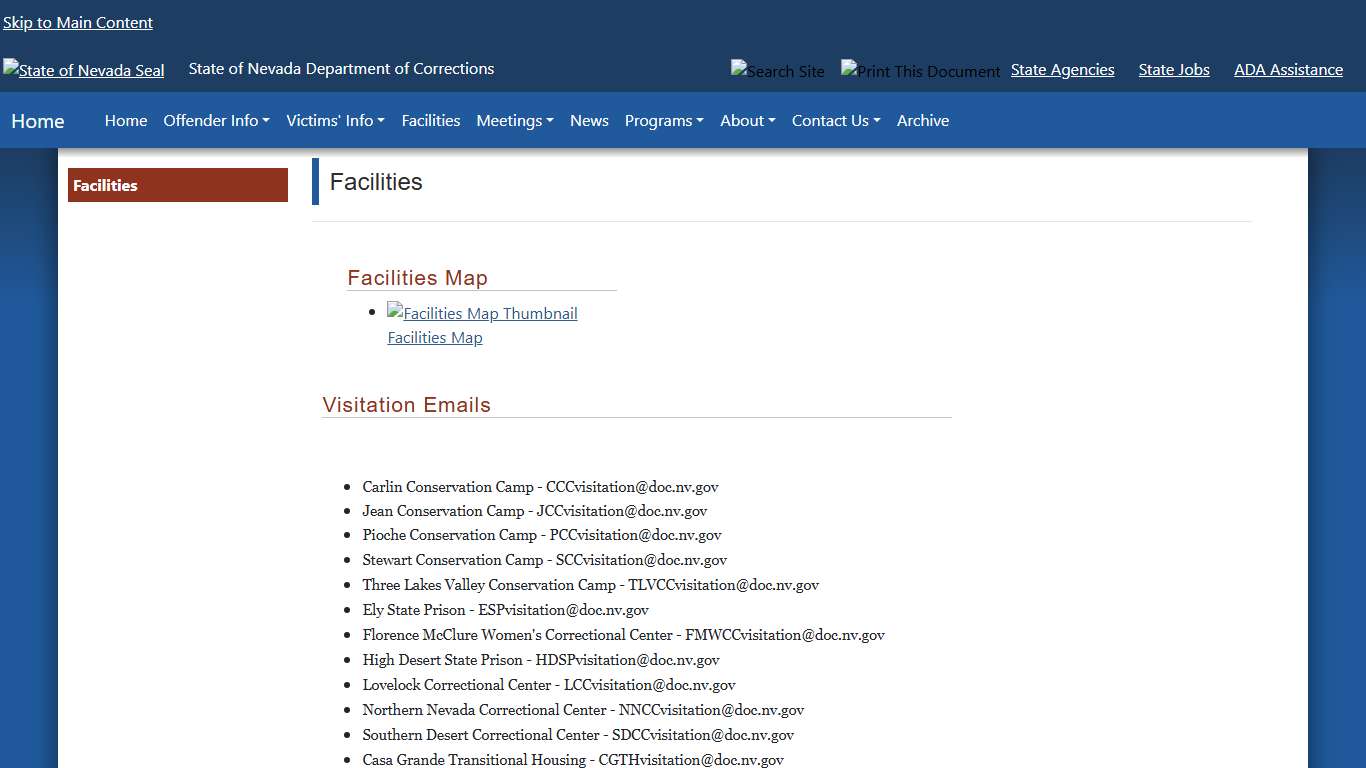 Facilities | Nevada Department of Corrections