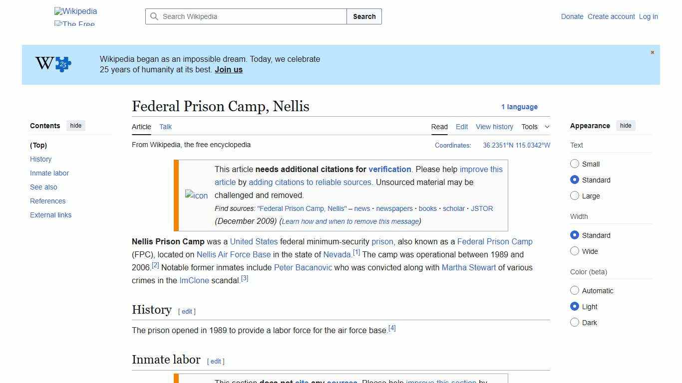 Federal Prison Camp, Nellis - Wikipedia